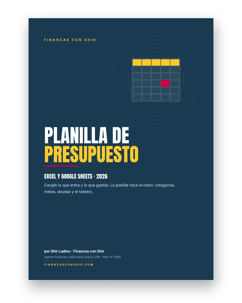 La tapa de Planilla de Presupuesto 2026