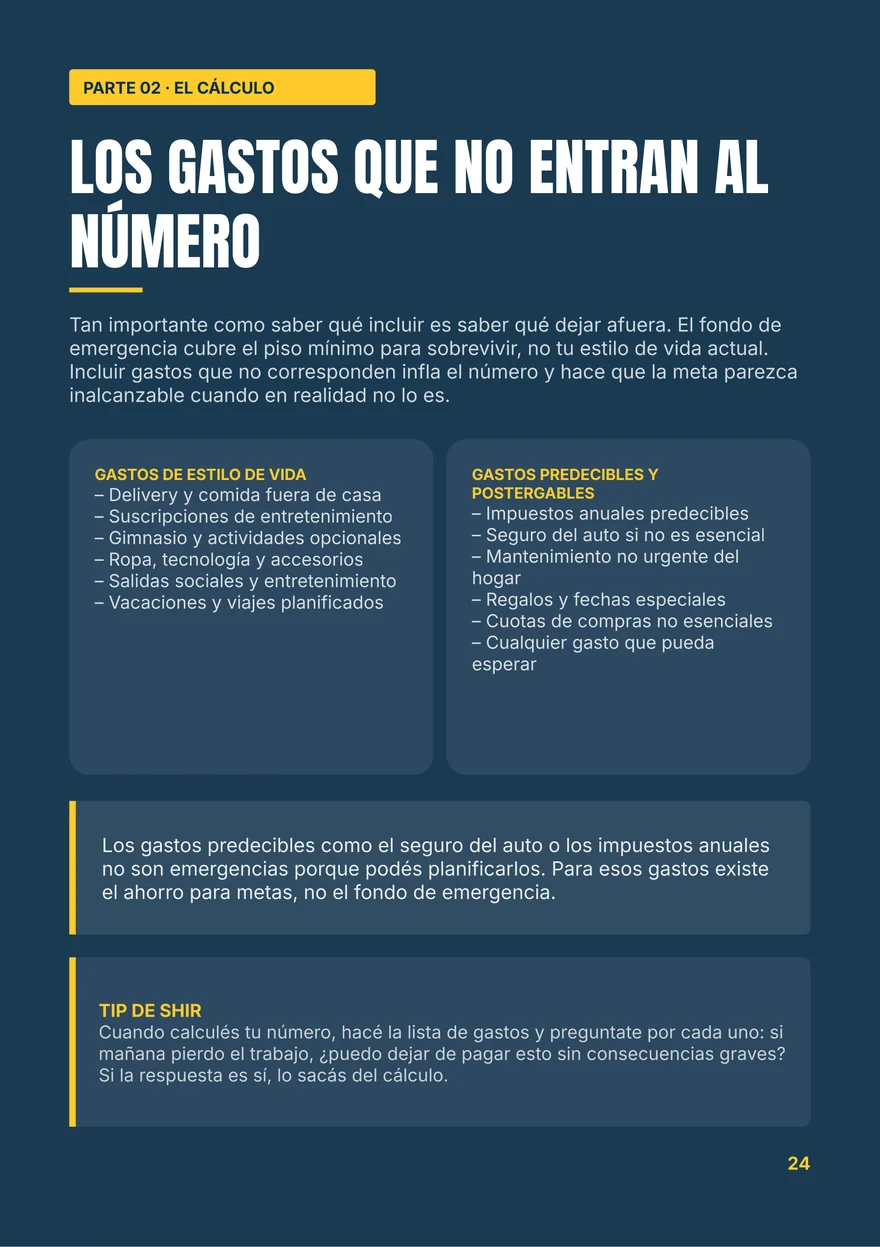 Página del ebook: los gastos que no entran al número