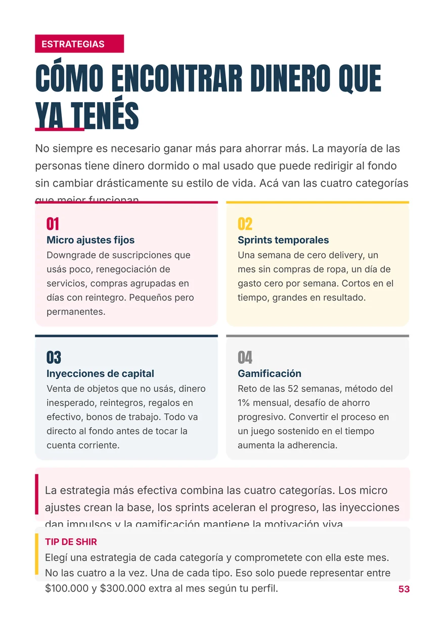 Página del ebook: cómo encontrar dinero que ya tenés