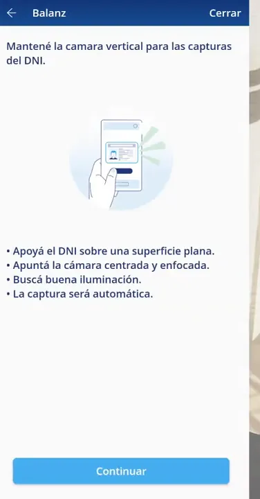 La captura del DNI, frente y dorso, más la selfie