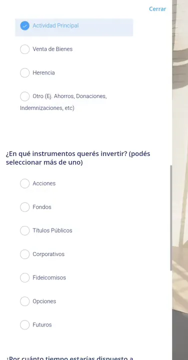 Origen de los fondos y en qué instrumentos querés operar
