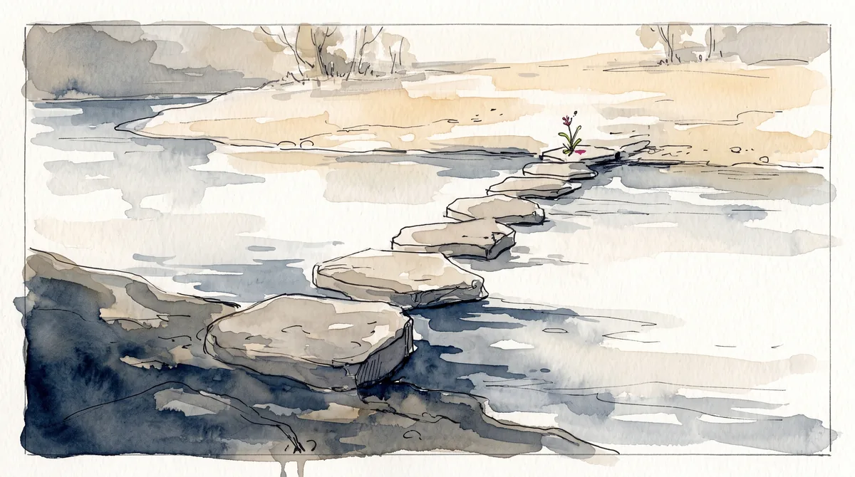 Un camino de piedras que avanza hasta perderse en el horizonte