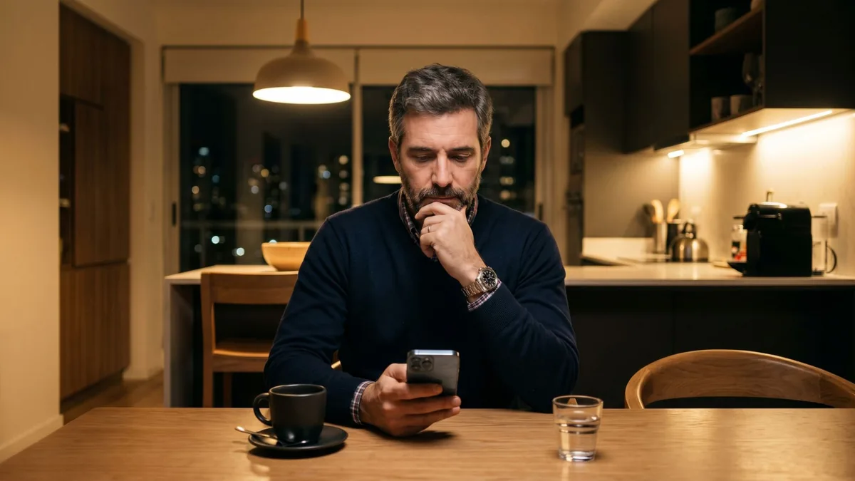 Médico de noche revisando sus cuentas en el departamento