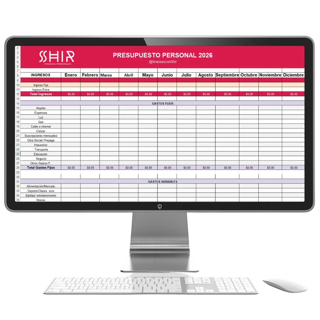 Plantilla de Presupuesto Mensual - Finanzas con Shir