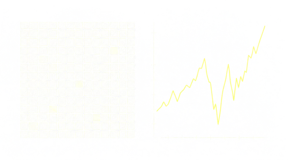 Un mosaico de quinientos cuadraditos grabados y, al lado, una linea de tendencia que sube con dos hundidas profundas y termina mas arriba de donde arranco