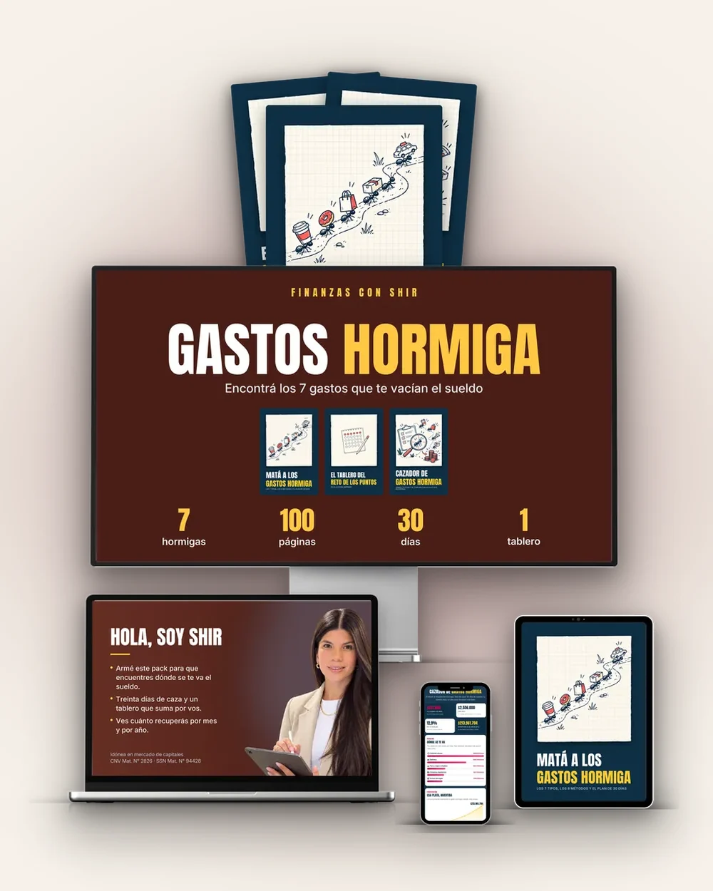 Matá a los Gastos Hormiga, ebook + 3 bonus + tablero, en pantalla