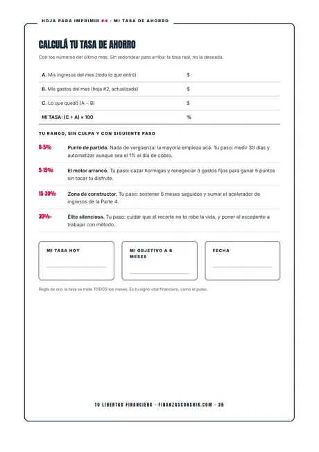 Página 35: calculá tu tasa de ahorro