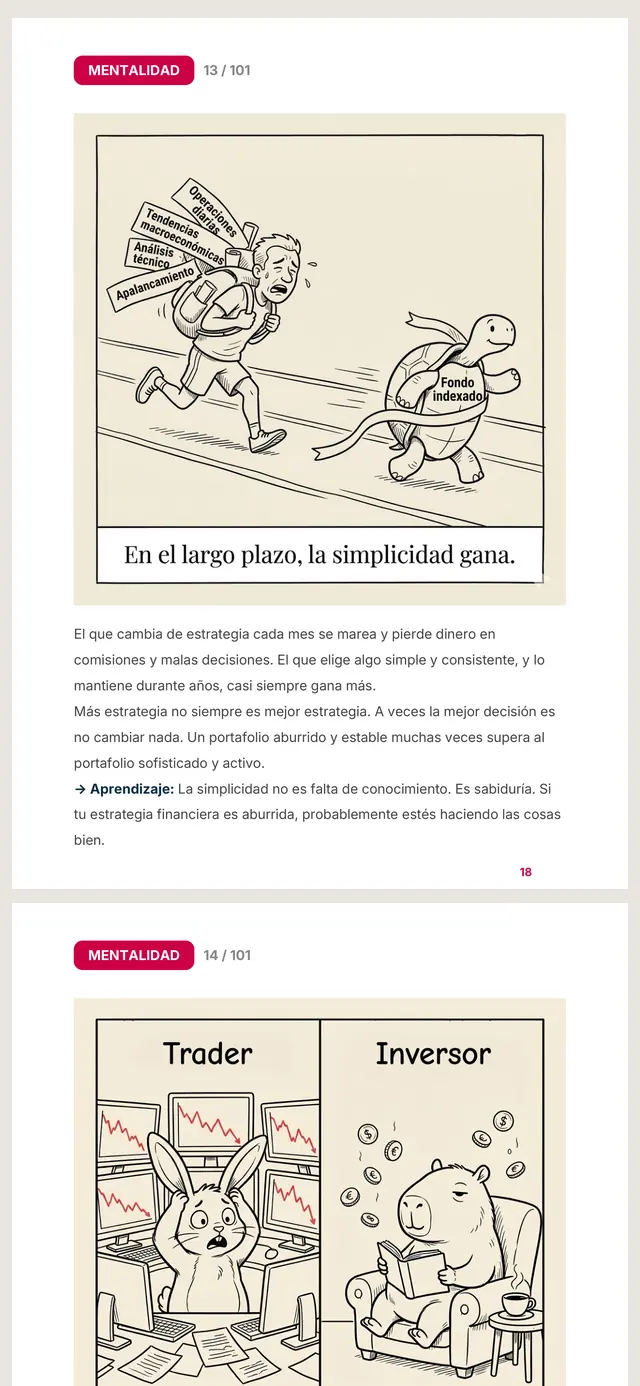 La lámina 13 del libro abierta en el celular: en el largo plazo, la simplicidad gana