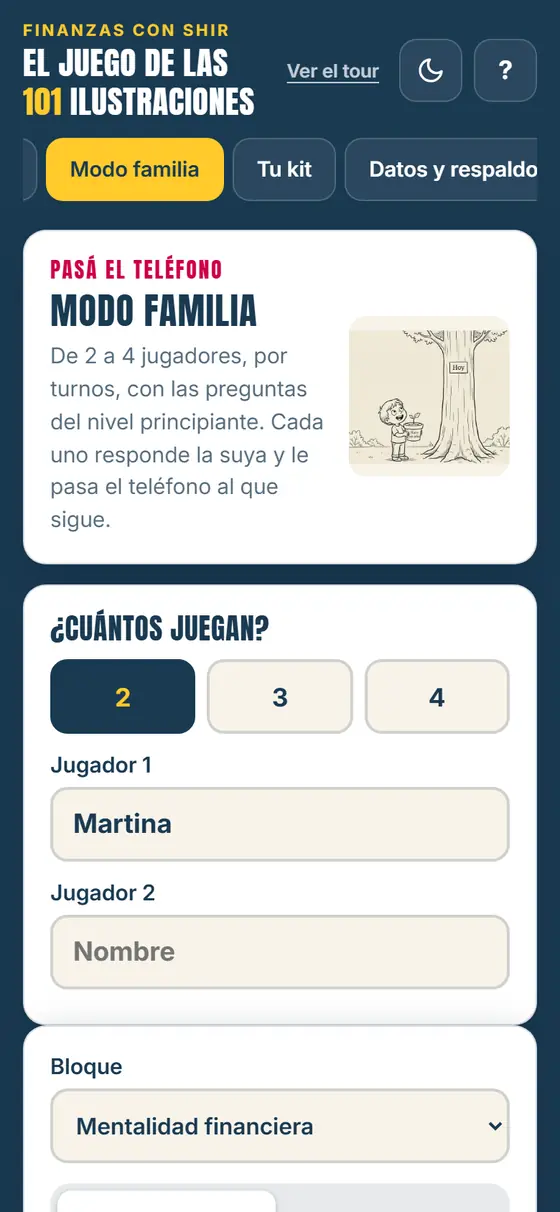 El juego: el modo familia, para elegir cuántos juegan