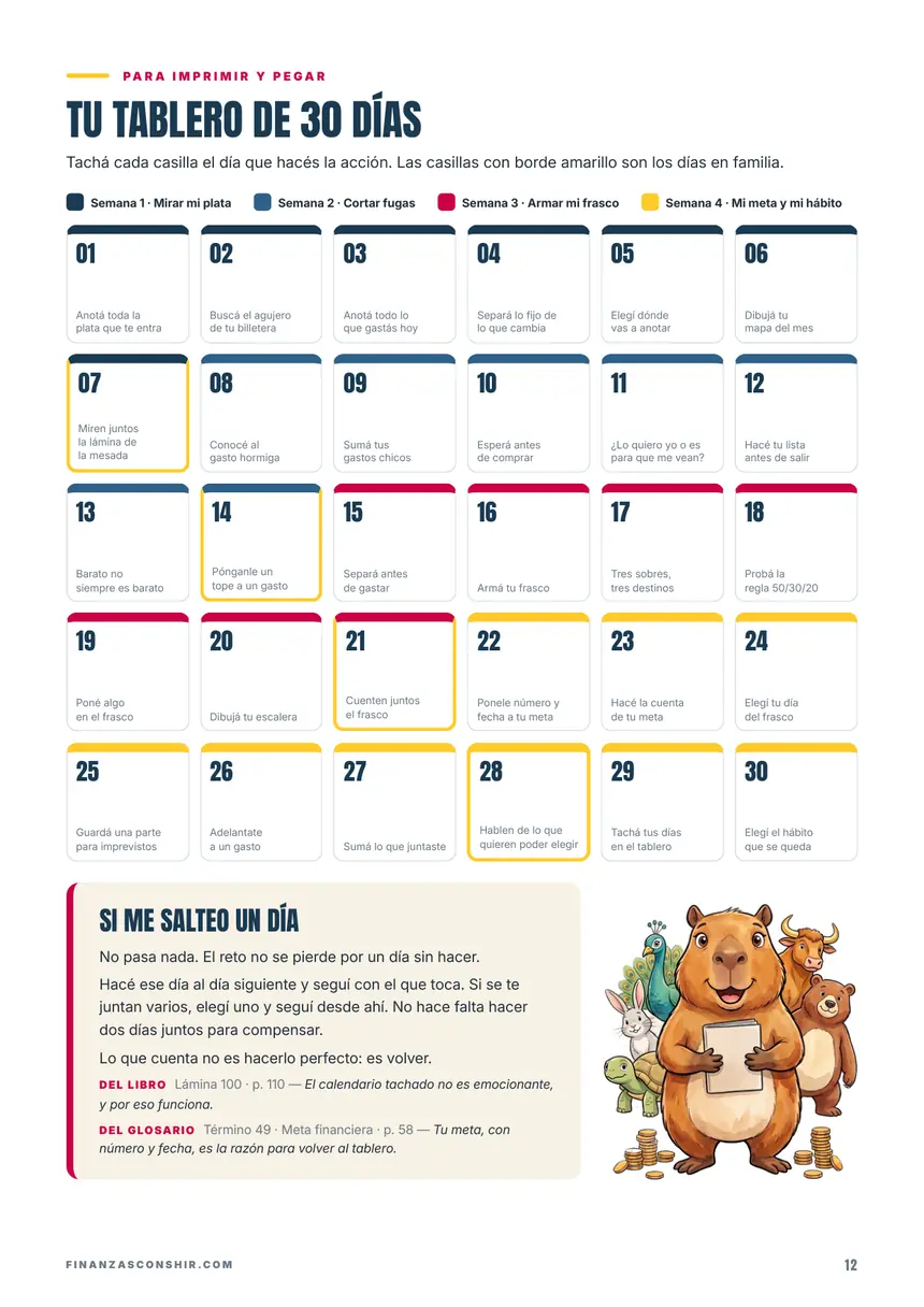 Página del reto: tu tablero de 30 días